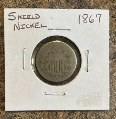 1867 Shield Nickel  US Coin Old Antique Money 5 Cent Cover