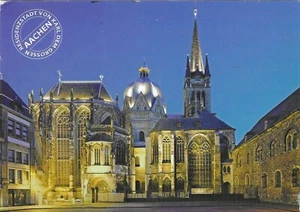 Germany Chrome Postcard Aachen Cathedral in the Evening - Picture 1 of 2
