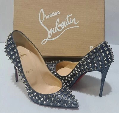 Christian Louboutin  Blue Pigalle Pumps with Spikes   Sz.39 Used once only - Image 1 of 4
