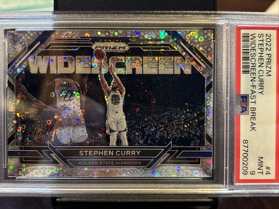 2022 Prizm Stephen Curry Widescreen Fast Break #4 PSA 9 MINT - Image 1 of 3
