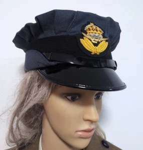 RAF WAAF No1 Uniform Repro WWII Peak Cap WW2 WRAF Hat 1940s Goodwood Size 59cm - Picture 1 of 8