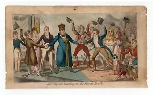 HIS MAJESTY LANDING ON THE PIER OF HOWTH–1829 GEORGE IV –HAND COLORED ENGRAVING - Imagen 1 de 2