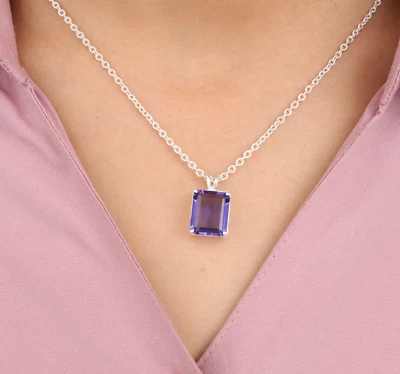 Colgante de joyería de plata de ley 925 con piedras preciosas de iolita natural 0,69" regalo para mujer Foto 1 de 4