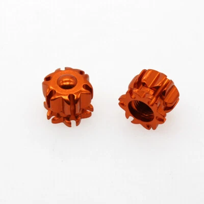 2x Tapas universales para cubierta de polvo de aire vástago de válvula de neumático de rueda aluminio naranja Foto 1 de 4