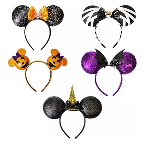 Disney Halloween Minnie Mouse Ears Deluxe Headband Set 5piece - Picture 1 of 4