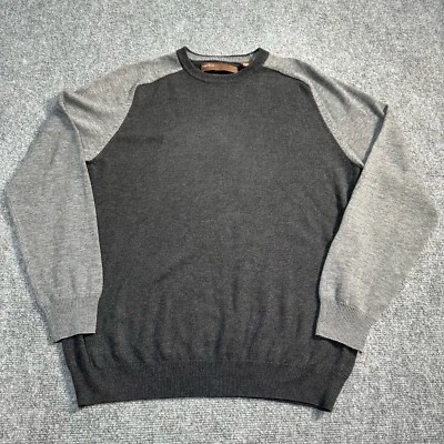 Perry Ellis Sweater Mens Medium Black Grey Pullover Wool Blend Soft Touch Merino - Image 1 of 4