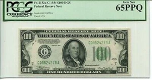FR 2152a-G 1934 $100 Federal Reserve Note 65 PPQ GEM NEW - Picture 1 of 1