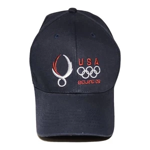 2008 Beijing Olympics Adjustable Strapback Hat Cap USA United States Navy Blue - Picture 1 of 7