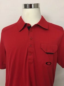 Herren Oakley Polo Golf rotes Hemd Regular Fit Gr. XL gesticktes Logo Spruch - Bild 1 von 6