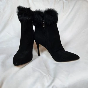Antonio Melani Kylan Damen-Stiefeletten schwarz Veloursleder Kaninchenfellbesatz 6M - Bild 1 von 10