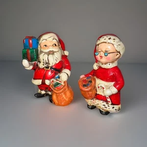 Vintage Ardco Japan Santa Mrs Claus Chalkware Figuren 50er Jahre handbemalt Set - Bild 1 von 7