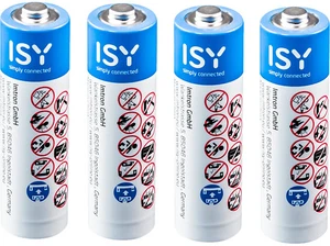 Pilas AA - ISY IBA-2004, Alcalina, LR06 1.5V, 4 unidades, Blanco y Azul - Imagen 1 de 2