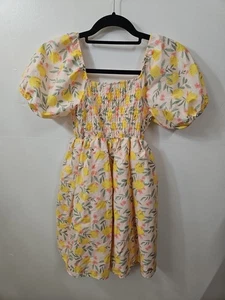 Vestito bambina stampa limone taglia 12 Tahari bambina manica a sbuffo rosa - Foto 1 di 7