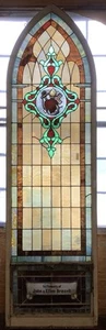 Gothic Arch Stained Glass Memorial Window 9’ 6” Tall by 32.5” Wide - Picture 1 of 24