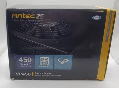 New Antec VP450 450 watt ATX 12v v2.3 Power PSU 120mm Fan (O4) - Image 1 of 4
