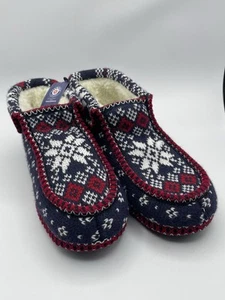 Icewear Lagfotur Knitted Nordic Slippers Size 40/41 EU 7/8 US Fair Isle Red Blue - Picture 1 of 12