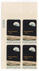 Scott #1371 Apollo 8 Plate Block of 4 Stamps - MNH P#30934 UL - Picture 1 of 1