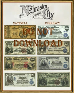 COPY Poster Nebraska City Nebraska National Currency 1863-1935 16" X 20" - Picture 1 of 1