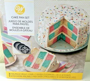 Wilton Schachbrett Kuchenform Set 4 Stück Rund 9 Zoll Schichten - Bild 1 von 4