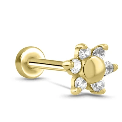 Anel de nariz Labret sem rosca Monroe Stud flor grande 16G 18G 20G - Imagem 1 de 2