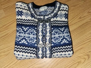 Cárdigan de lana nórdica Cambridge Dry Goods de colección*para mujer talla pequeña*azul*broche de metal* usado en excelente estado  - Imagen 1 de 10