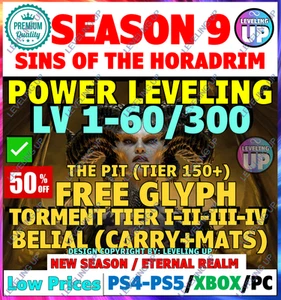 🔥DIABLO 4 SEASON 9✨POWER LEVELING✨GLYPH PIT RUN GOLD MATS RUNES✨✅PC PS XBOX✅S9 - Picture 1 of 47