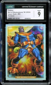 2024 Marvel Masterpieces Platinum 1992 #83 RAINBOW HOLO ~ Thanos ~ CGC 9 MINT - Picture 1 of 2