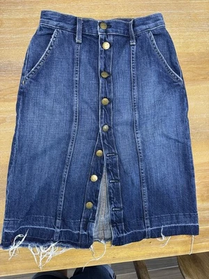 Current/Elliott The Sally Skirt Women's Size 24 Cotton Distressed Raw Hem - Image 1 of 4