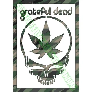 5"x7" Clear Plastic Stencil - Grateful Dead Skull w/Leaf (RO669) (.007") - Bild 1 von 2
