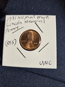 Lincoln Memorial Penny 1991 errores sin marca de ceca, sin circular (MS) - Imagen 1 de 4