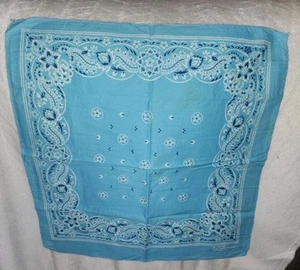 1960s Fast Color RN 13960 Light Blue Hankerchief Bandana 20x20 inch - Picture 1 of 3