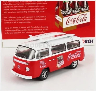 CORGI CC02746 Volkswagen - T1 Minibus Coca-Cola With Surfboard 1961 - Blanc Red - Photo 1/2