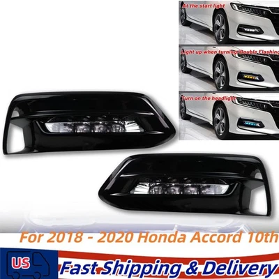 LED DRL for 2018 2019 2020 Honda Accord 10th Daytime Running Light w/Turn Signal Foto 1 de 4