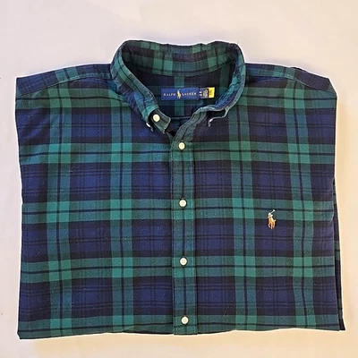 Polo Ralph Lauren Black Watch Tartan Plaid LS Button Shirt Men's 2XLT Flesh Pony - Image 1 of 4
