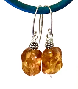 925 Sterling Silber Baltischer Bernstein Ohrringe. . Edelsteine. Dangle Drop. Handarbeit - Bild 1 von 3