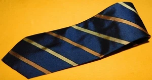 LUCIANO BARBERA MADE IN ITALY BLUE/BEIGE/YELLOW STRIPED TIE - DESIGNER TIES. - Picture 1 of 3