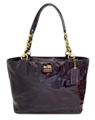 Nuevo Bolso de Mano Coach Madison Berenjena Púrpura Borgoña Charol 20484 Nuevo con Etiquetas Foto 1 de 4