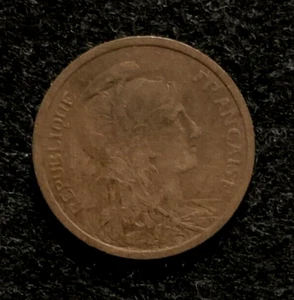1907 Bronze France 2 Centimes Coin  -- XF -- KM #841 - Picture 1 of 2