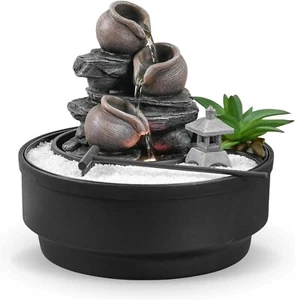 Zen Light Zimmerbrunnen 21cm Wasserfall mit buntes LED-Licht Deko NEU R2821 - Bild 1 von 3