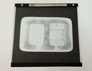 Vintage Glas s/w magische Laterne Dia Illustration Gordons Grabplan Jerusalem - Bild 1 von 3