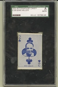 1933 E285 Rittenhouse Candy 2 of Clubs Bing Miller Philadelphia Athletics SGC A - Picture 1 of 2