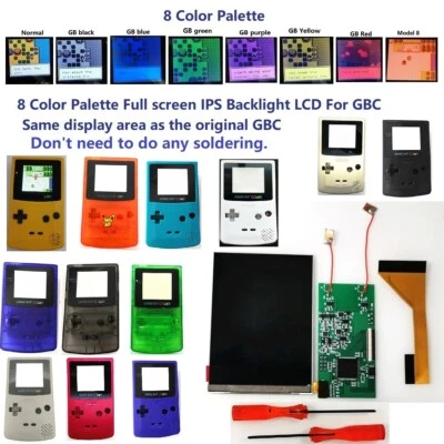 Full Size 8 Colorful Backlight LCD For Game Boy Color + Pre-cut Shell Case - Image 1 of 4
