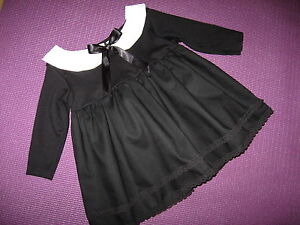  Black white collar dress Baby Gothic outfit lace Wednesday Headband Shower Gift