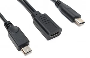 Kabel USB 3.1 Y 25 cm typ C gniazdo do typu C i 2.0 wtyczka micro B adapter - Zdjęcie 1 z 4