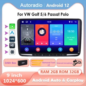 9" Autoradio CarPlay für VW GOLF 5 6 Passat Touran Polo DAB+ Stereo Video GPS BT - Picture 1 of 12
