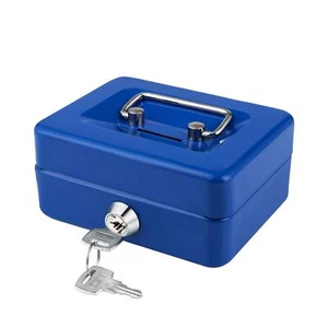 Mini Metal Cash Box with Lock and Coin Slot Small Piggy Bank for Kids Adults - Picture 1 of 7