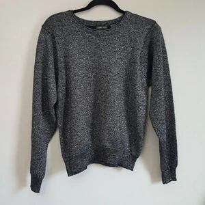 Vintage Jeanne Pierre Silver Metallic Knit Wool Blend Sweater Top Shirt Sz L - Picture 1 of 3