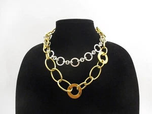 Set 2 Ralph Lauren Toggle Necklace Chunky Chain Ring 18" Silver 22" Gold Tone - Picture 1 of 6