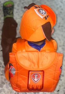 Kids Size S Paw Patrol Zuma Costume with Backpack & Hat Orange & Brown Halloween - Picture 1 of 23