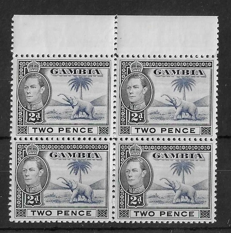 Gambia 1938 2d Elephant SG153 MNH Block Cat£60 Cover